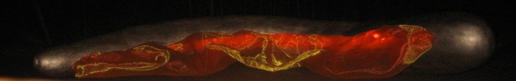 My first piece of gourd art, inspired by the breakout lava flows west of Kalapana on Hawaii Island. 