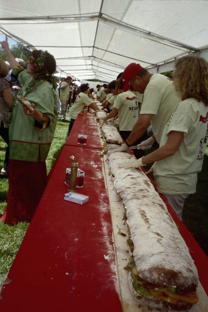 The World's Biggest BLT, ready to cut