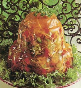 One example of the gelatin mixtures that came to be known as Perfection Salad
