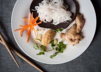 Carrots and vegetables on plate